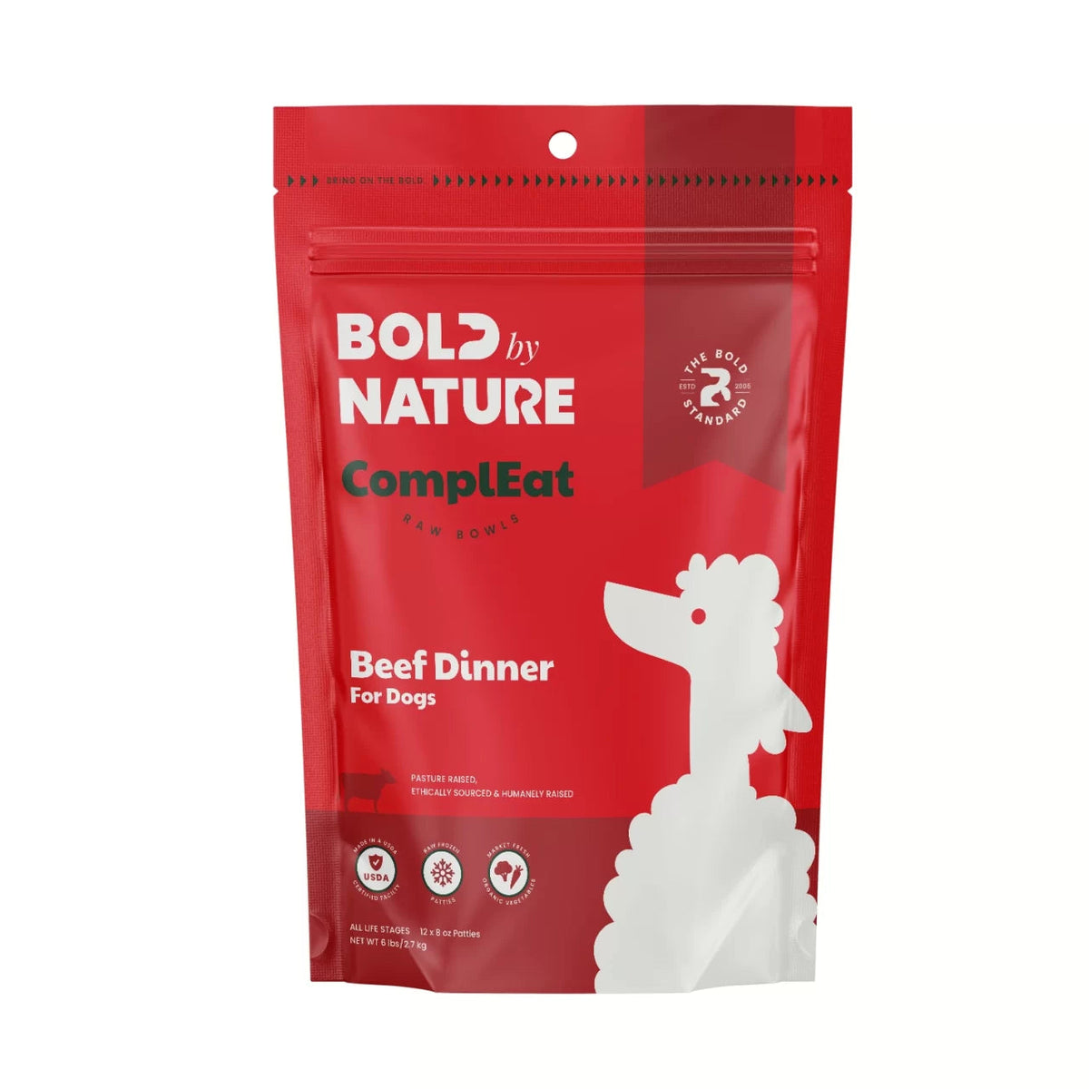 Bold by Nature ComplEat Beef Dinner Frozen Raw Food for Dogs