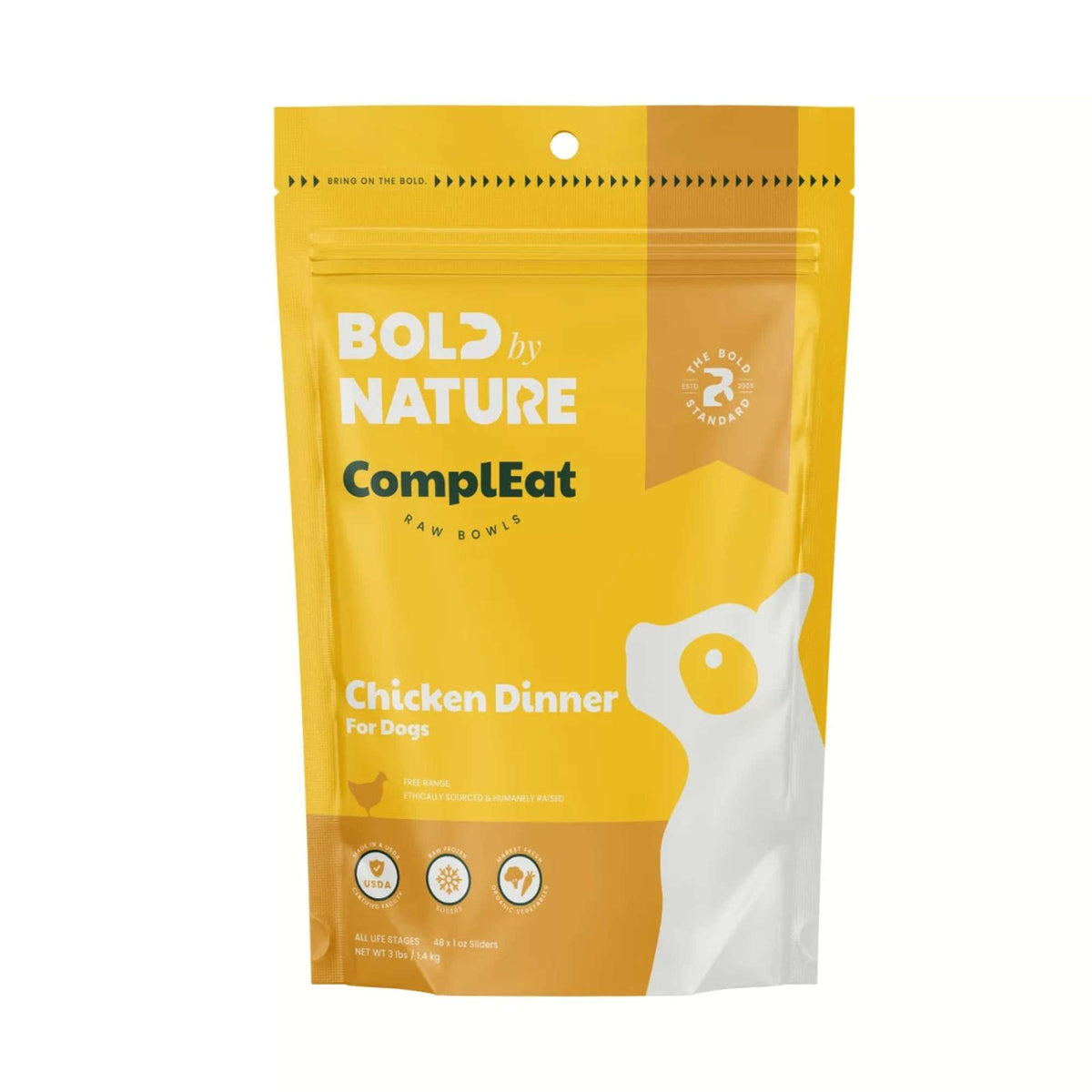 Bold by Nature ComplEat Chicken Dinner Frozen Raw Food for Dogs