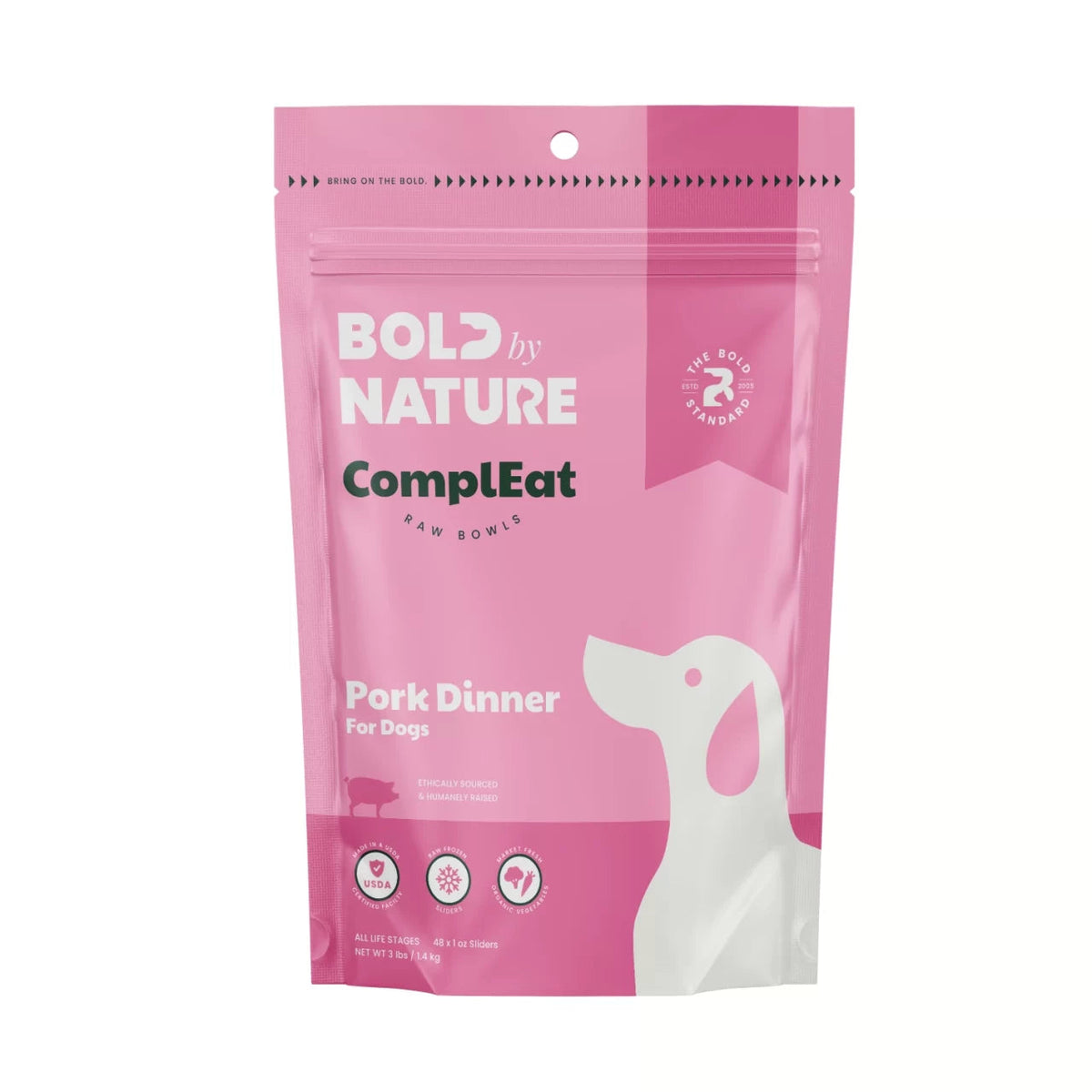 Bold by Nature ComplEat Pork Dinner Frozen Raw Food for Dogs