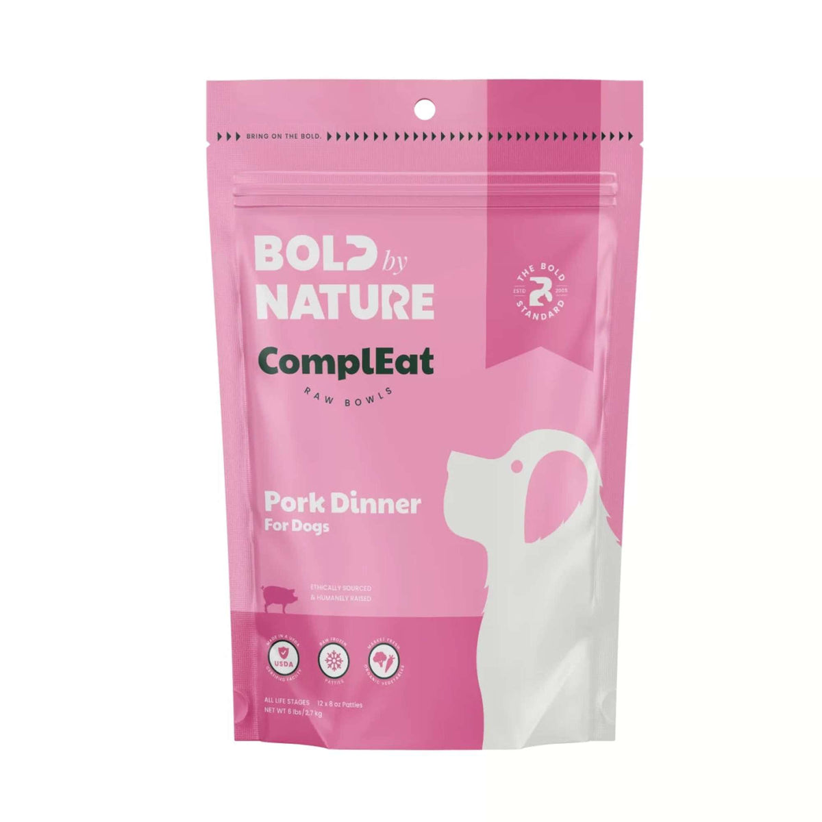 Bold by Nature ComplEat Pork Dinner Frozen Raw Food for Dogs