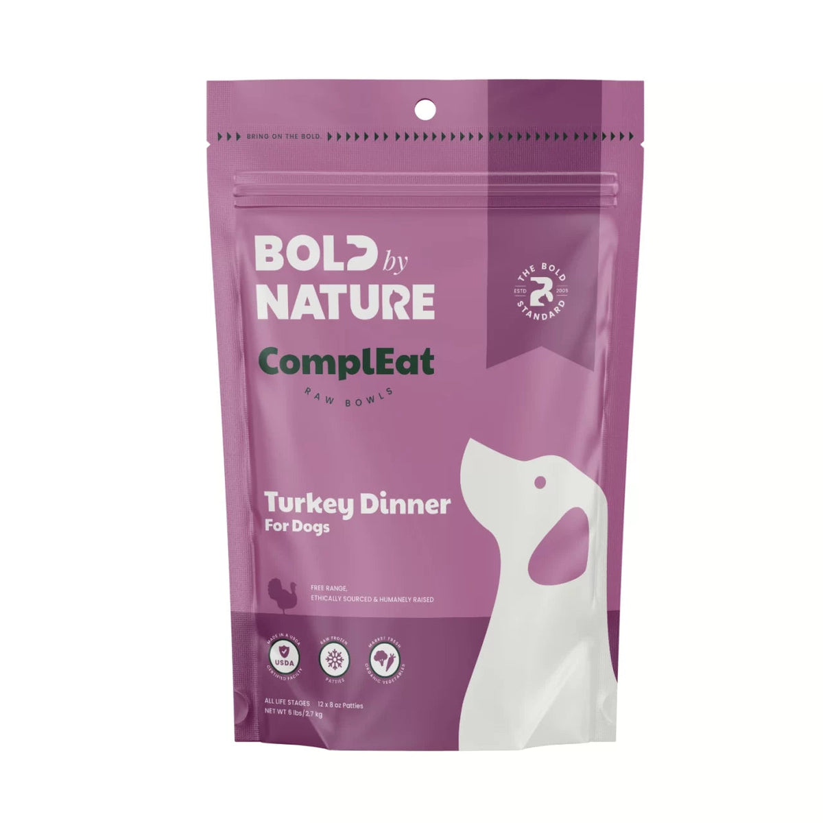 Bold by Nature ComplEat Turkey Dinner Frozen Raw Food for Dogs