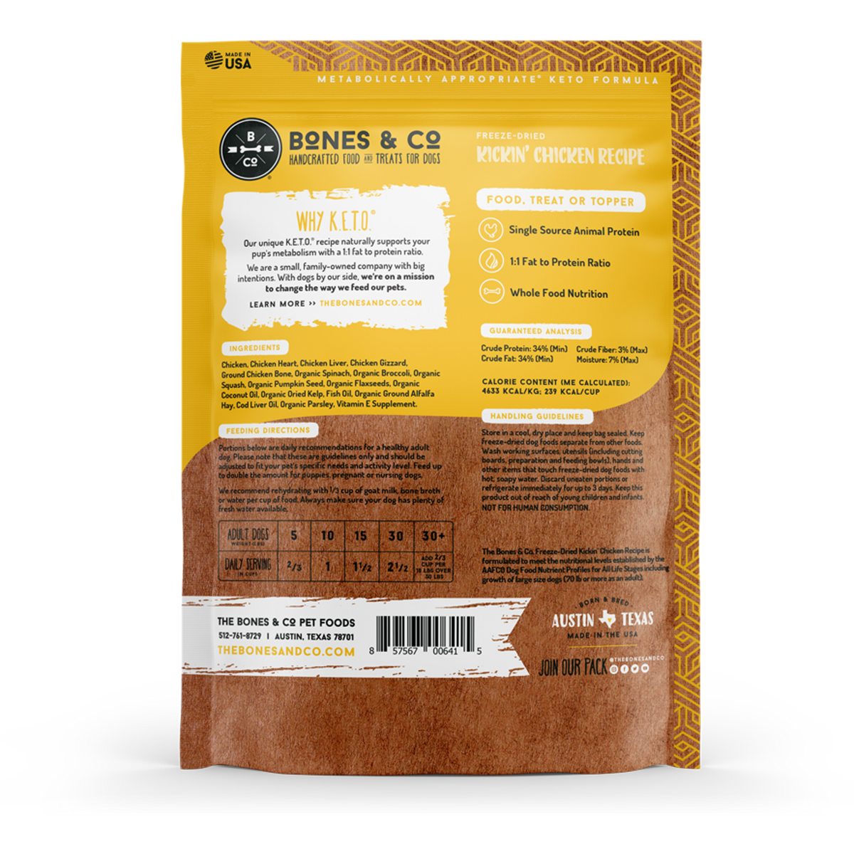The Bone &amp; Co Freeze-Dried Raw Kickin&#39; Chicken Dog Food