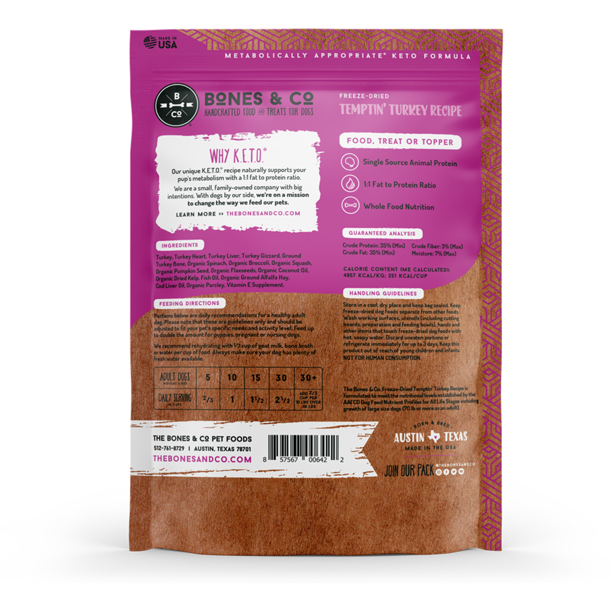 The Bones &amp; Co Freeze-Dried Raw Temptin&#39; Turkey Dog Food