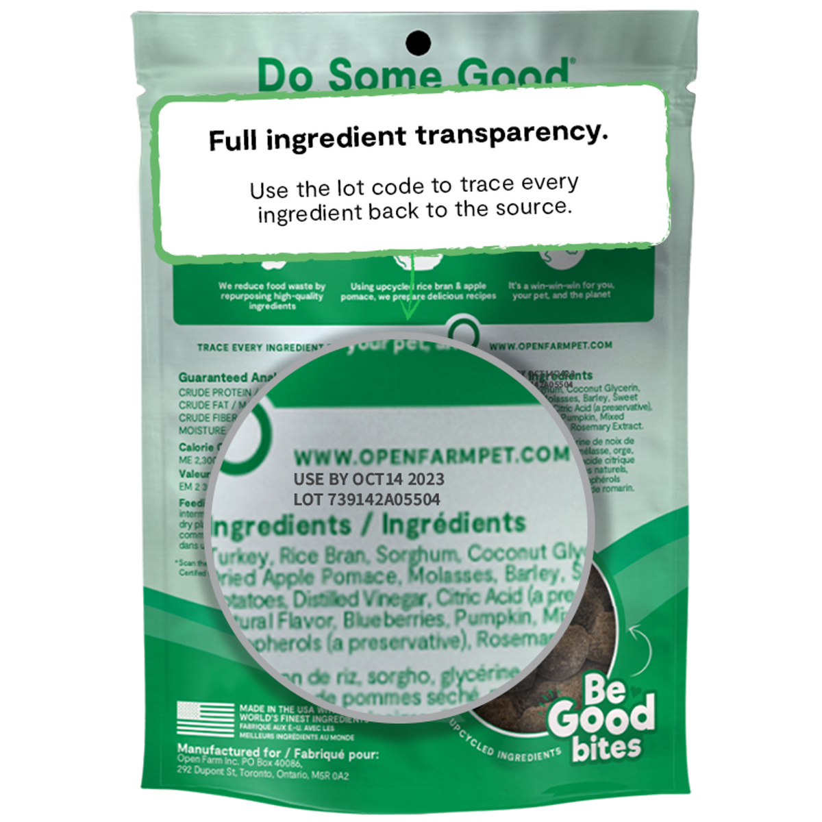 Open Farm Be Good Bites Soft &amp; Chewy Turkey Dog Treats