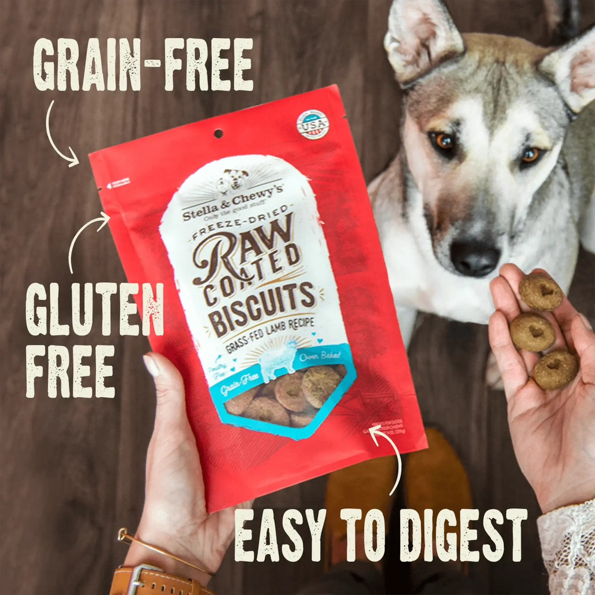 Stella &amp; Chewy&#39;s Freeze-Dried Raw Coated Biscuits Lamb Dog Treats