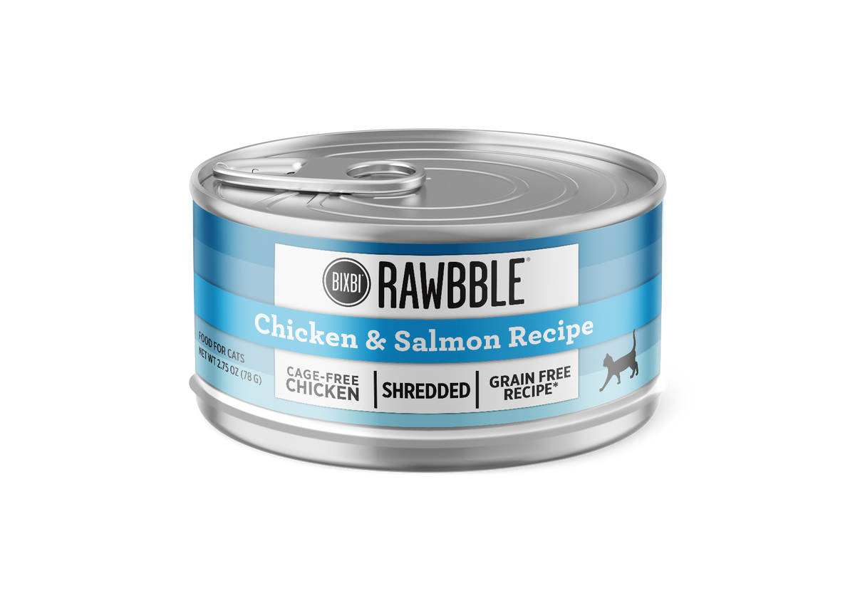 Bixbi Rawbble Shredded Grain Free Chicken &amp; Salmon Canned Cat Food