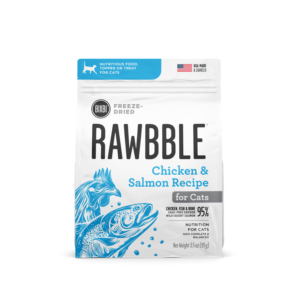 Bixbi Rawbble Freeze-Dried Grain Free Chicken &amp; Salmon Cat Food