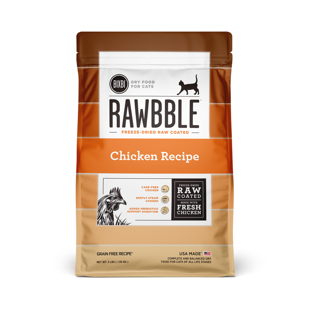 Bixbi Rawbble Freeze-Dried Raw Coated Grain Free Chicken Cat Food