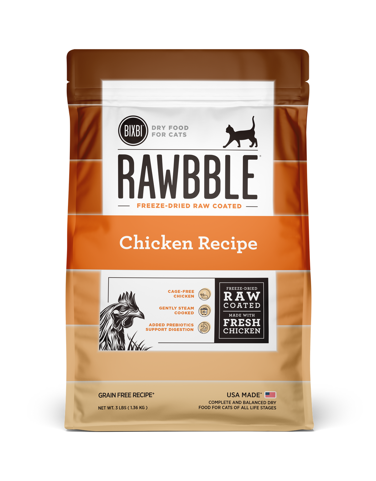 Bixbi Rawbble Freeze-Dried Raw Coated Grain Free Chicken Cat Food