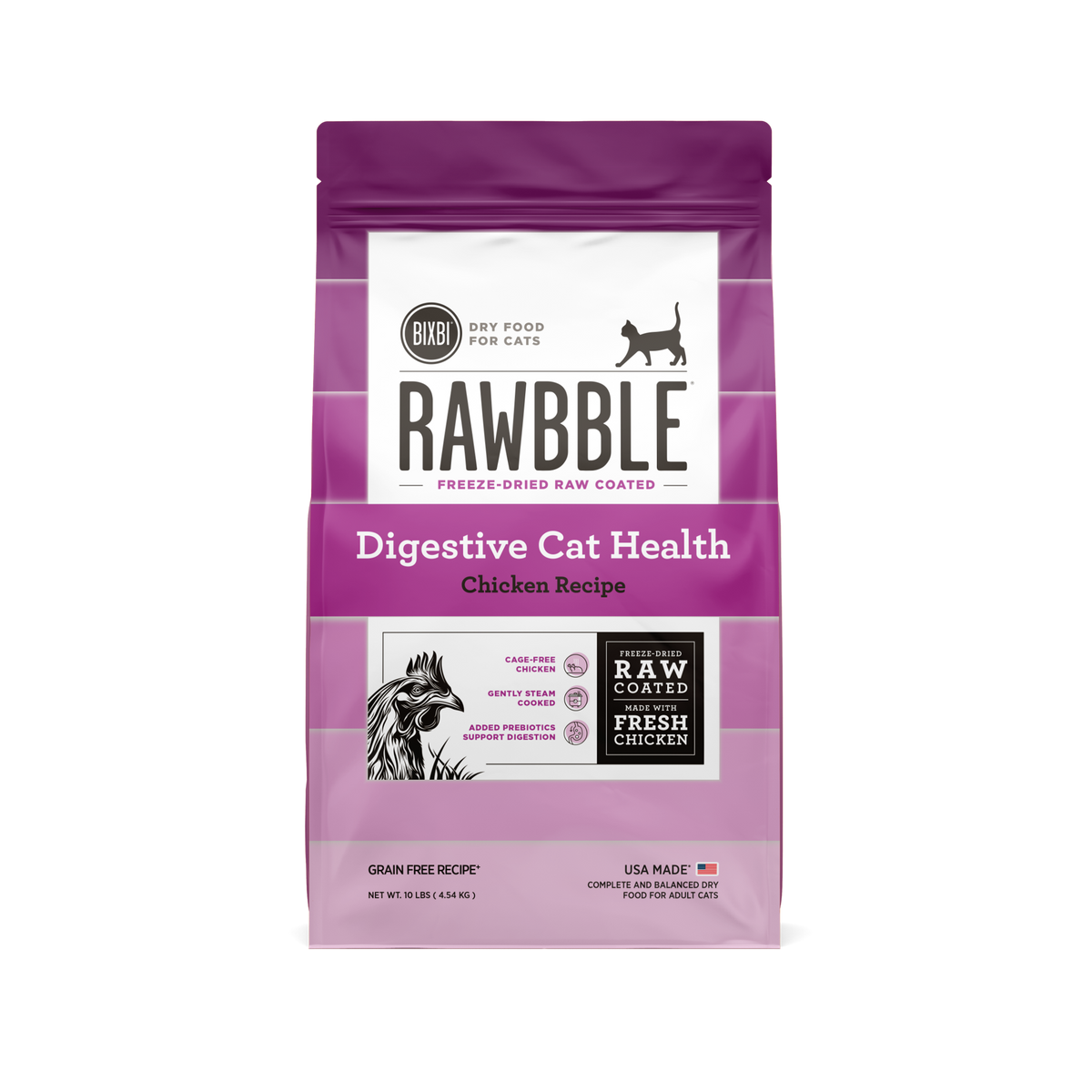 Bixbi Rawbble Freeze-Dried Raw Coated Grain Free Digestive Cat Health Chicken Cat Food