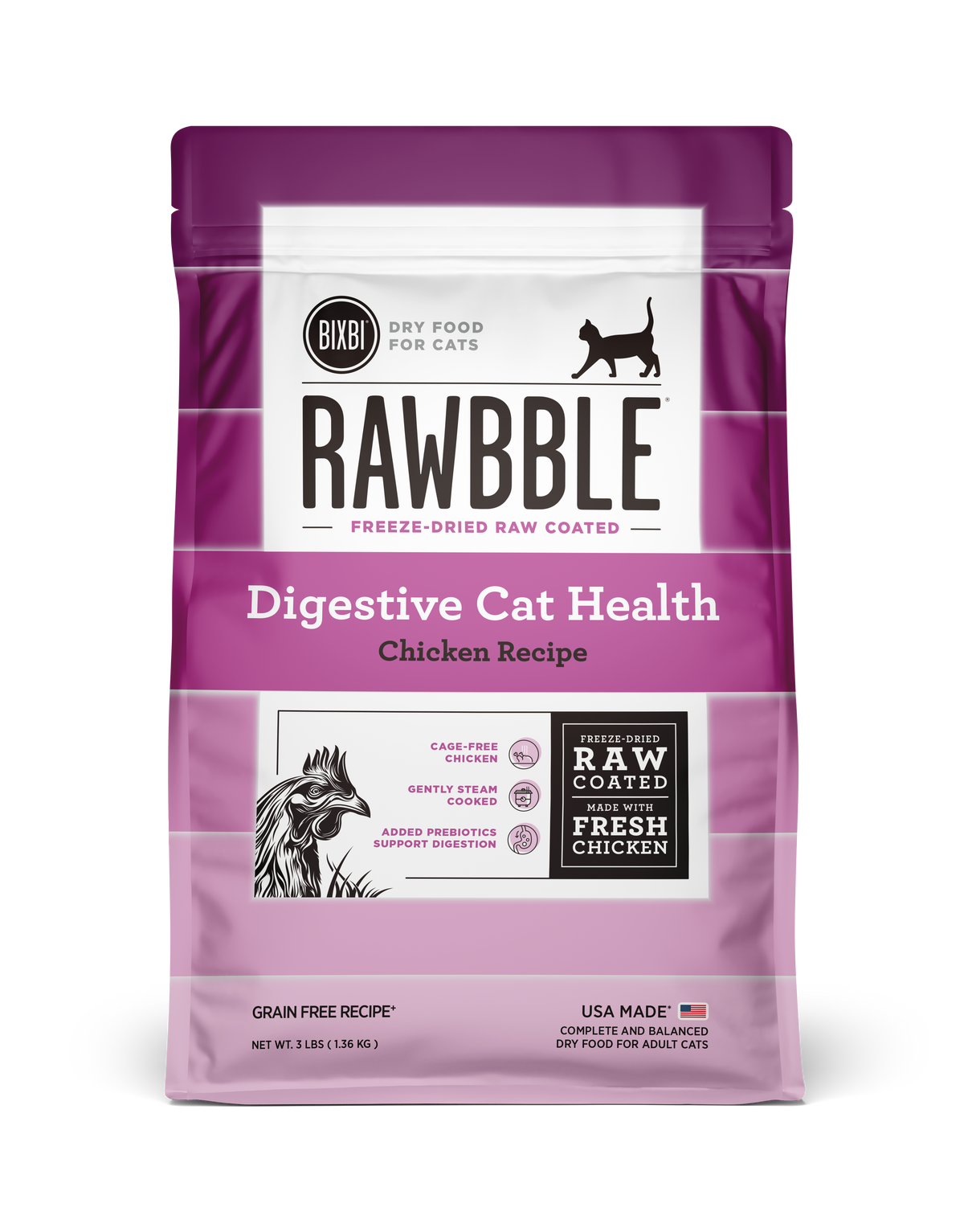Bixbi Rawbble Freeze-Dried Raw Coated Grain Free Digestive Cat Health Chicken Cat Food