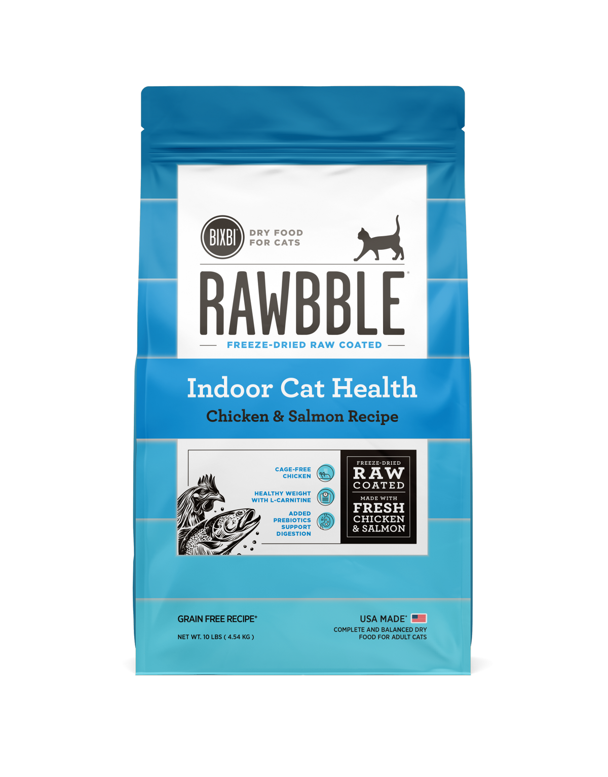 Bixbi Rawbble Freeze-Dried Raw Coated Grain Free Indoor Cat Health Chicken &amp; Salmon Cat Food