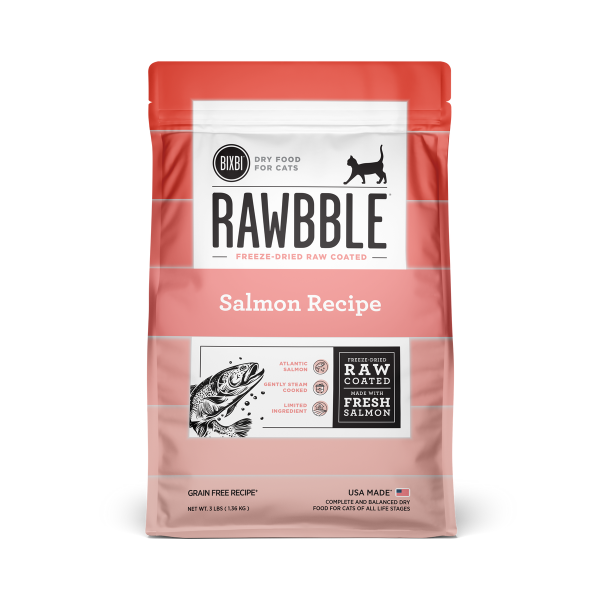 Bixbi Rawbble Freeze-Dried Raw Coated Grain Free Salmon Cat Food
