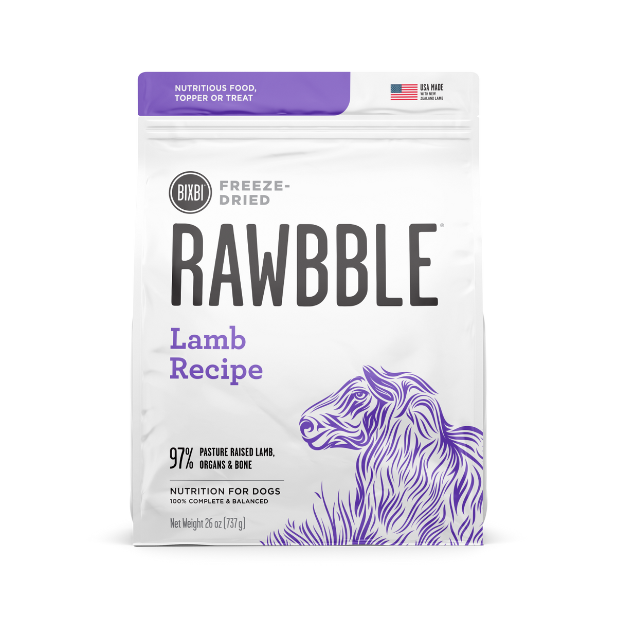 Bixbi Rawbble Freeze-Dried Lamb Dog Food