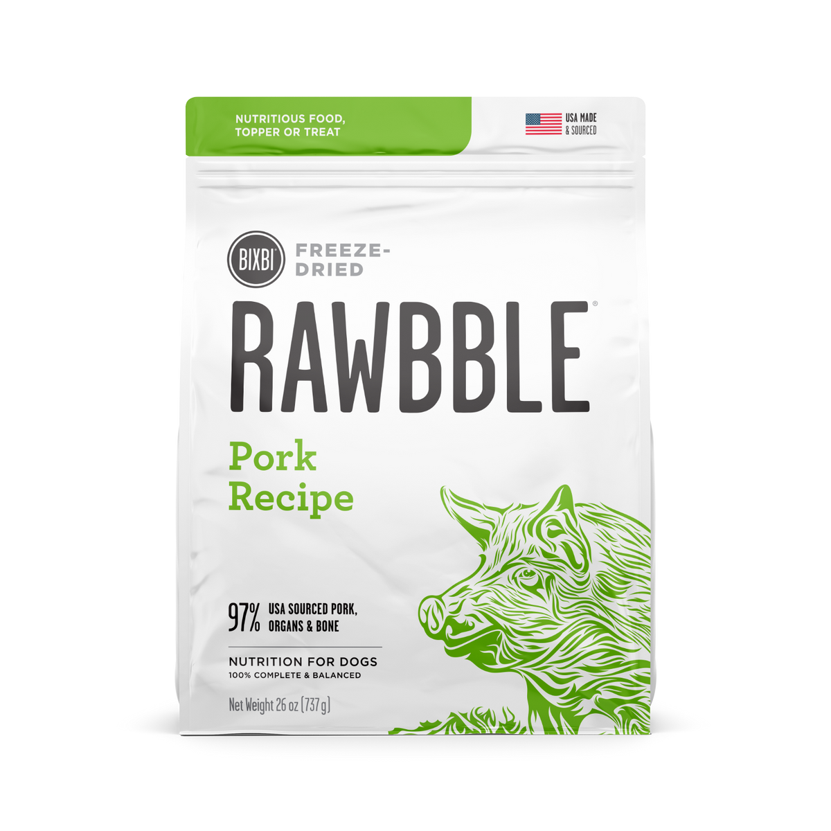 Bixbi Rawbble Freeze-Dried Pork Dog Food