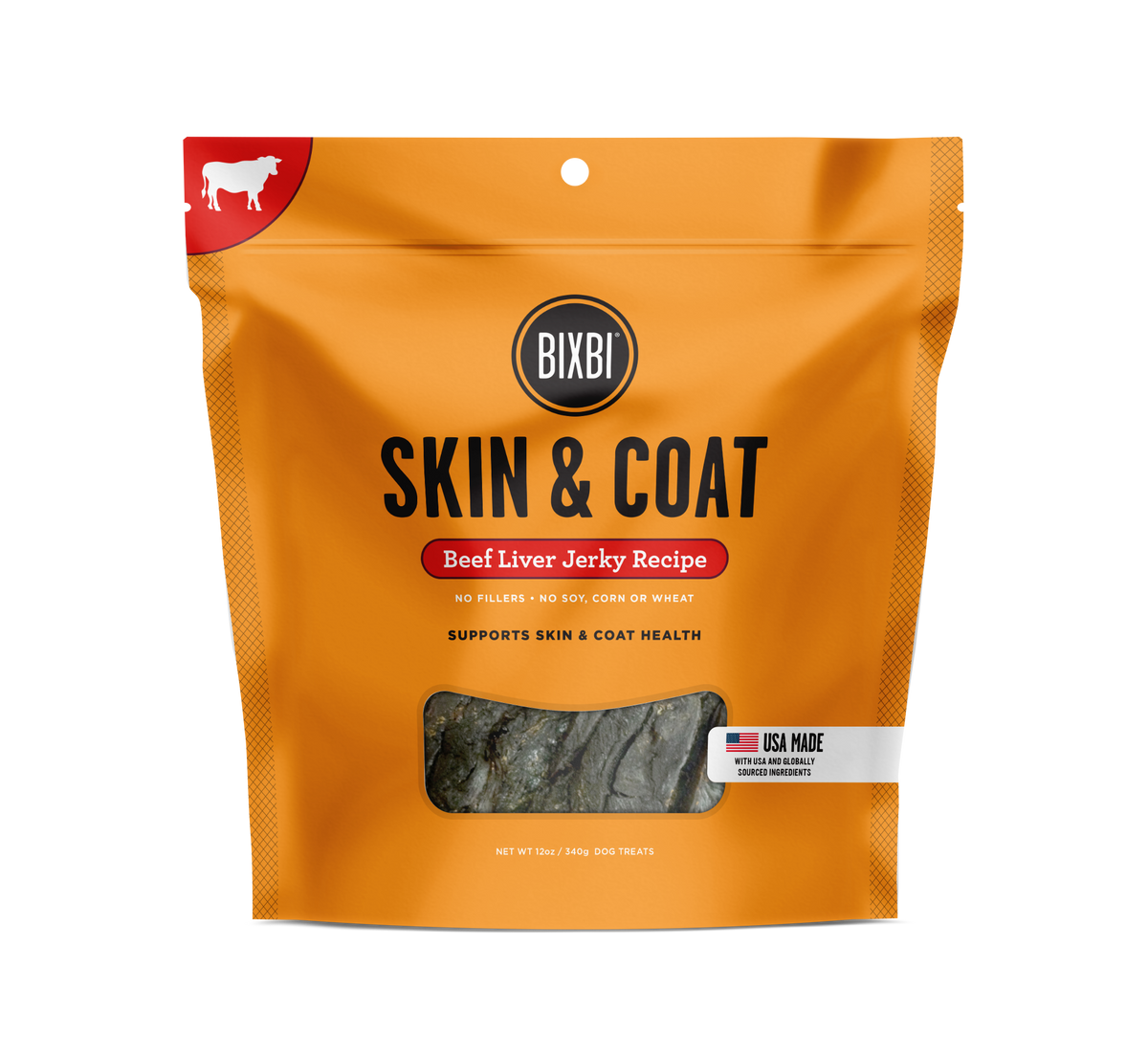 Bixbi Skin &amp; Coat Beef Liver Jerky Dog Treats
