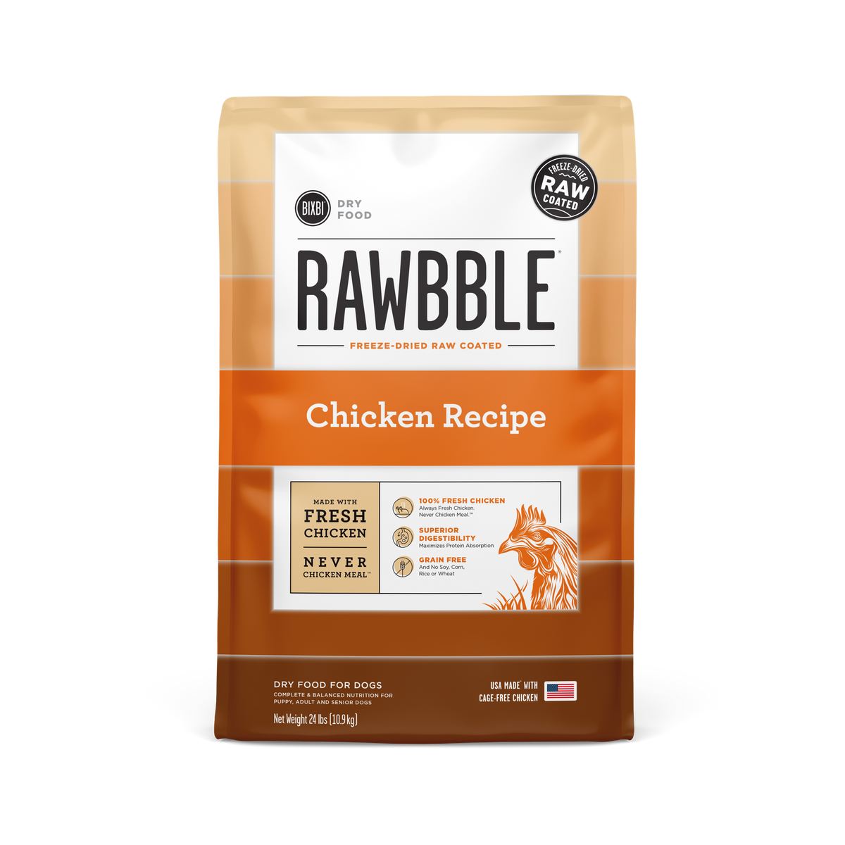 Bixbi Rawbble Freeze-Dried Raw Coated Grain Free Chicken Dog Food