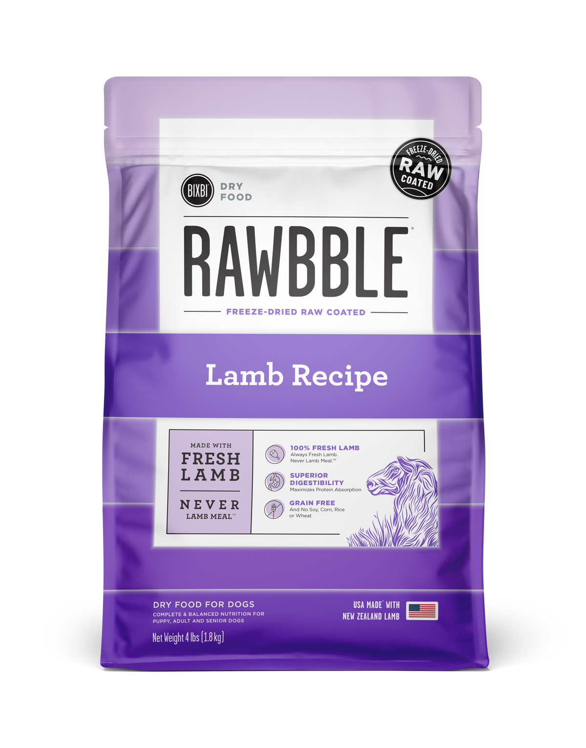 Bixbi Rawbble Freeze-Dried Raw Coated Grain Free Lamb Dog Food