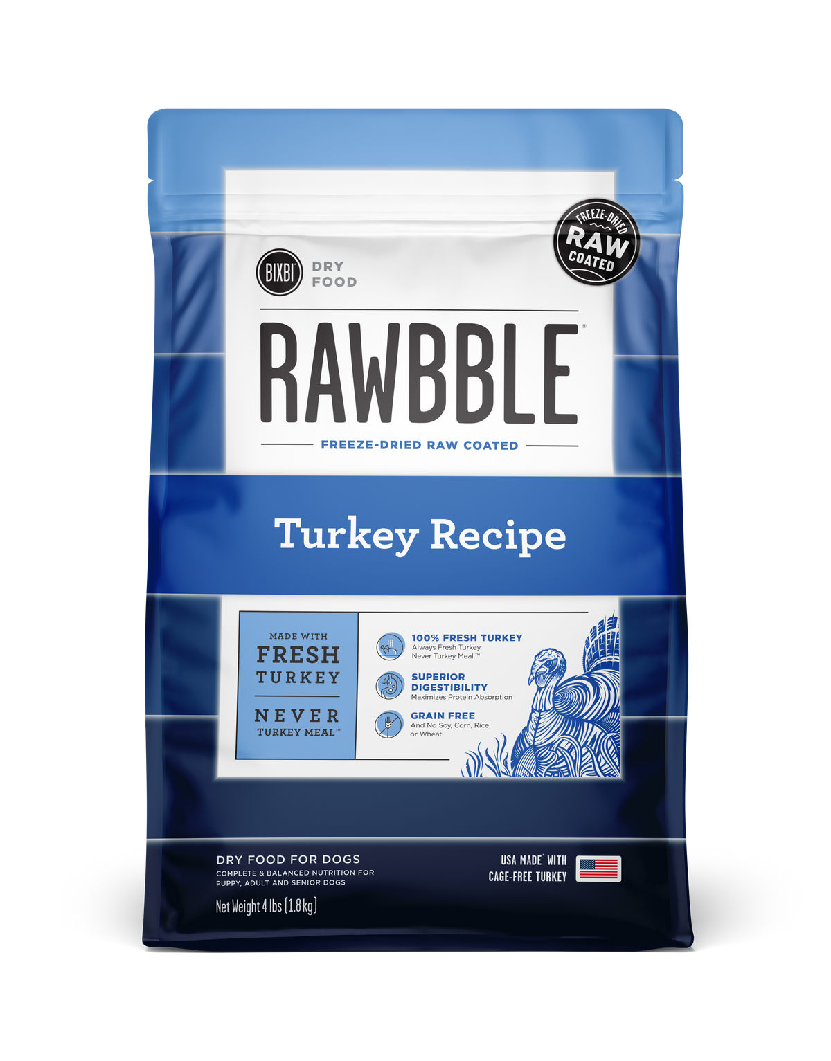 Bixbi Rawbble Freeze-Dried Raw Coated Grain Free Turkey Dog Food