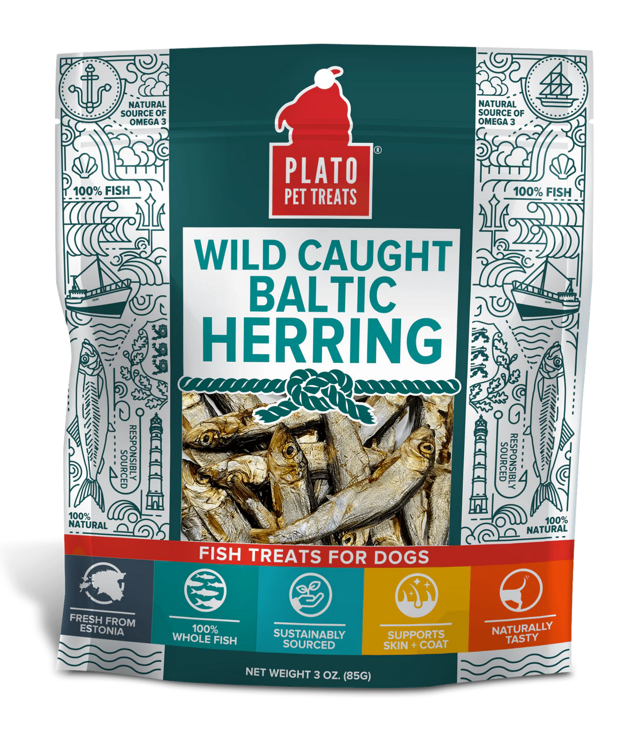 Plato Pet Treats Wild Caught Baltic Herring for Dogs