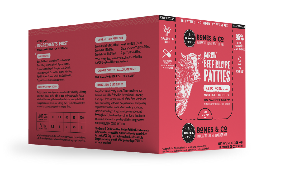 The Bones &amp; Co Frozen Raw Grass-Fed Beef Dog Food