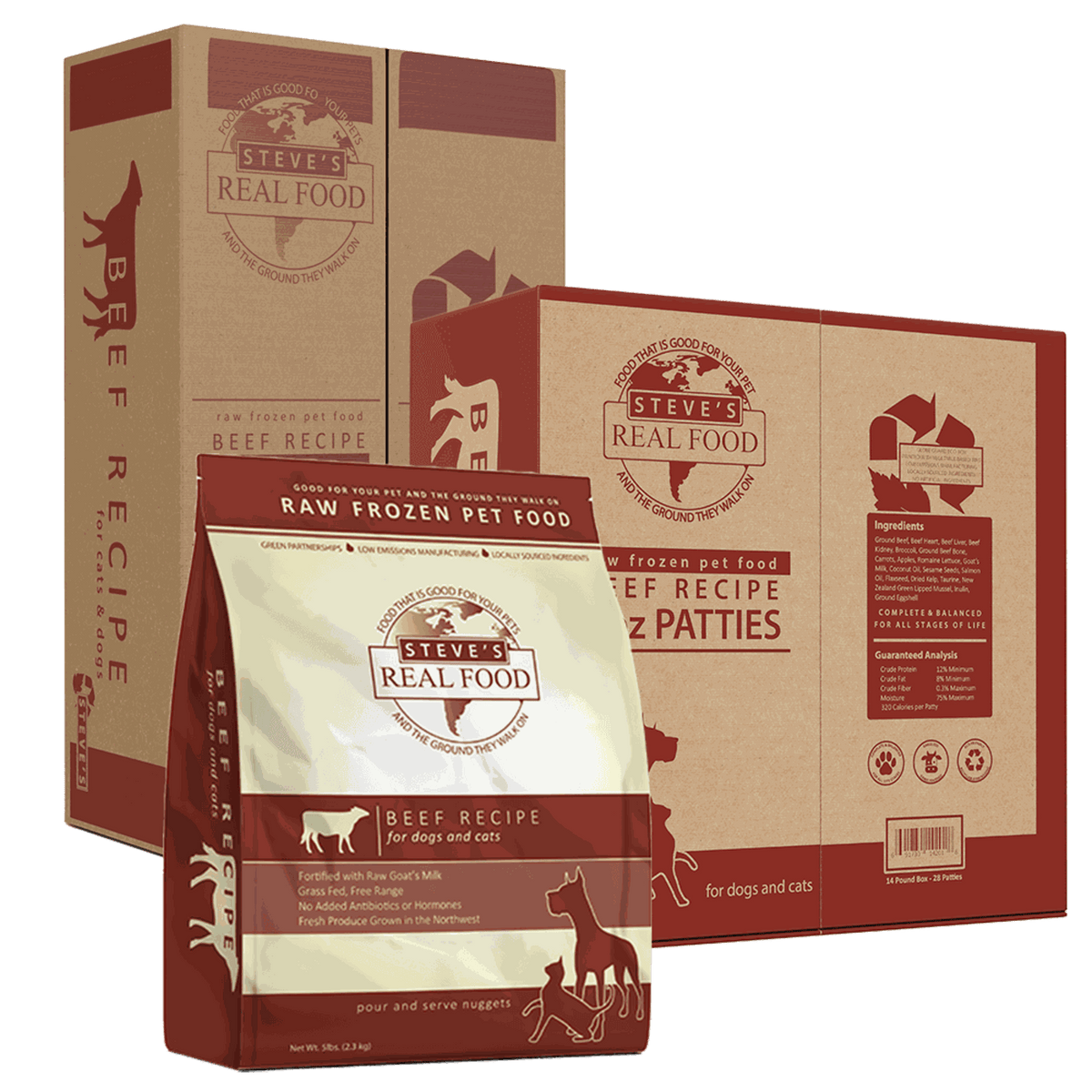 Steve&#39;s Real Food Frozen Beef Raw Dog &amp; Cat Food