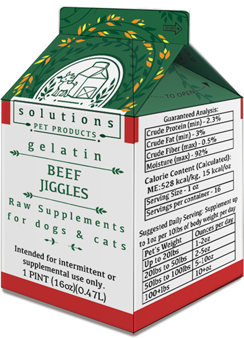Solutions Pet Products Beef Jiggles Frozen Gelatin Bone Broth for Dogs and Cats
