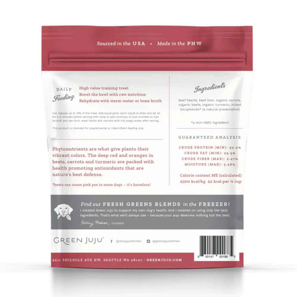 Green Juju Freeze-Dried Beef Red Dog &amp; Cat Whole Food Bites