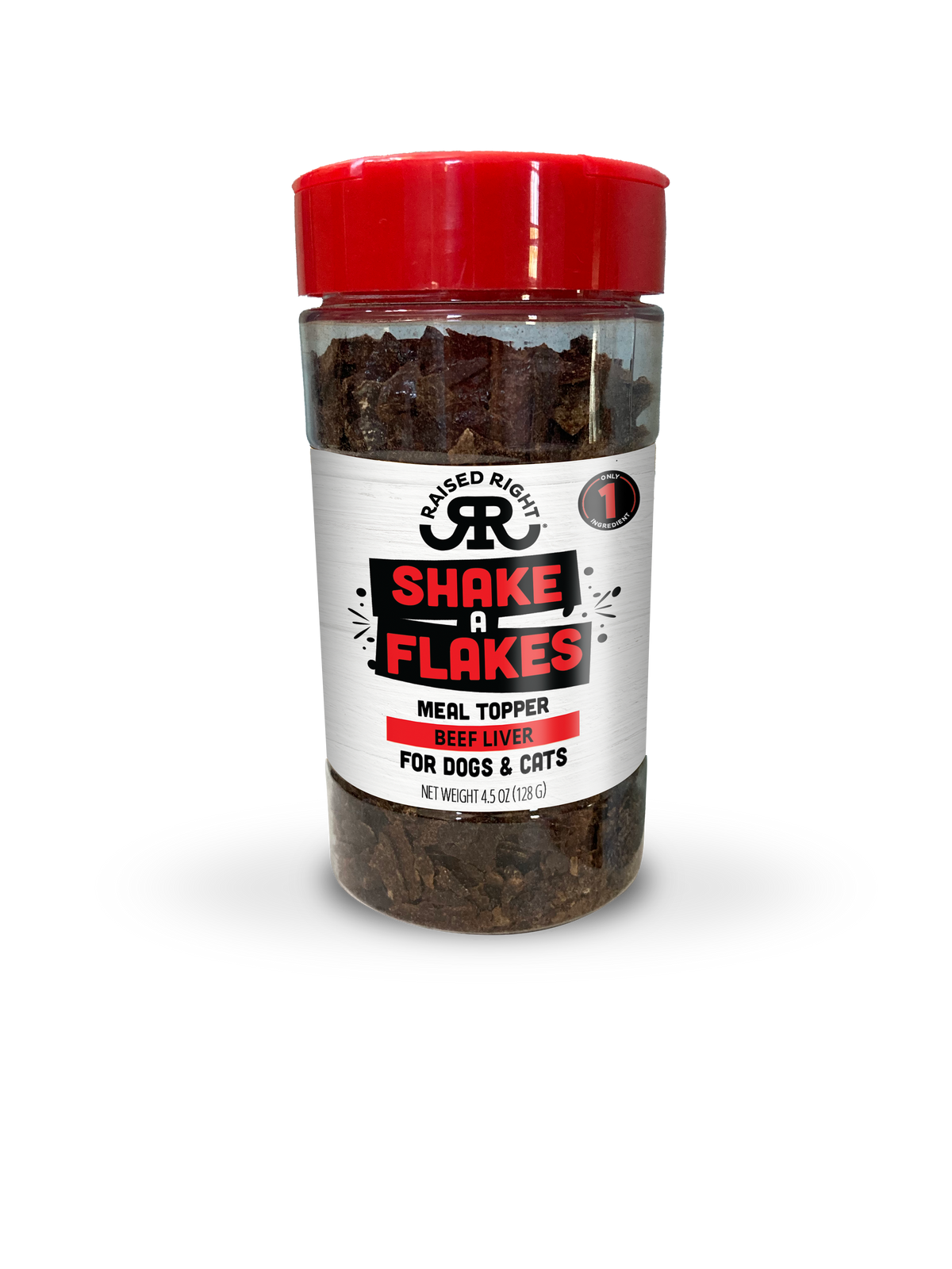 Raised Right Shake A  Flakes Beef Liver Dog &amp; Cat Meal Topper