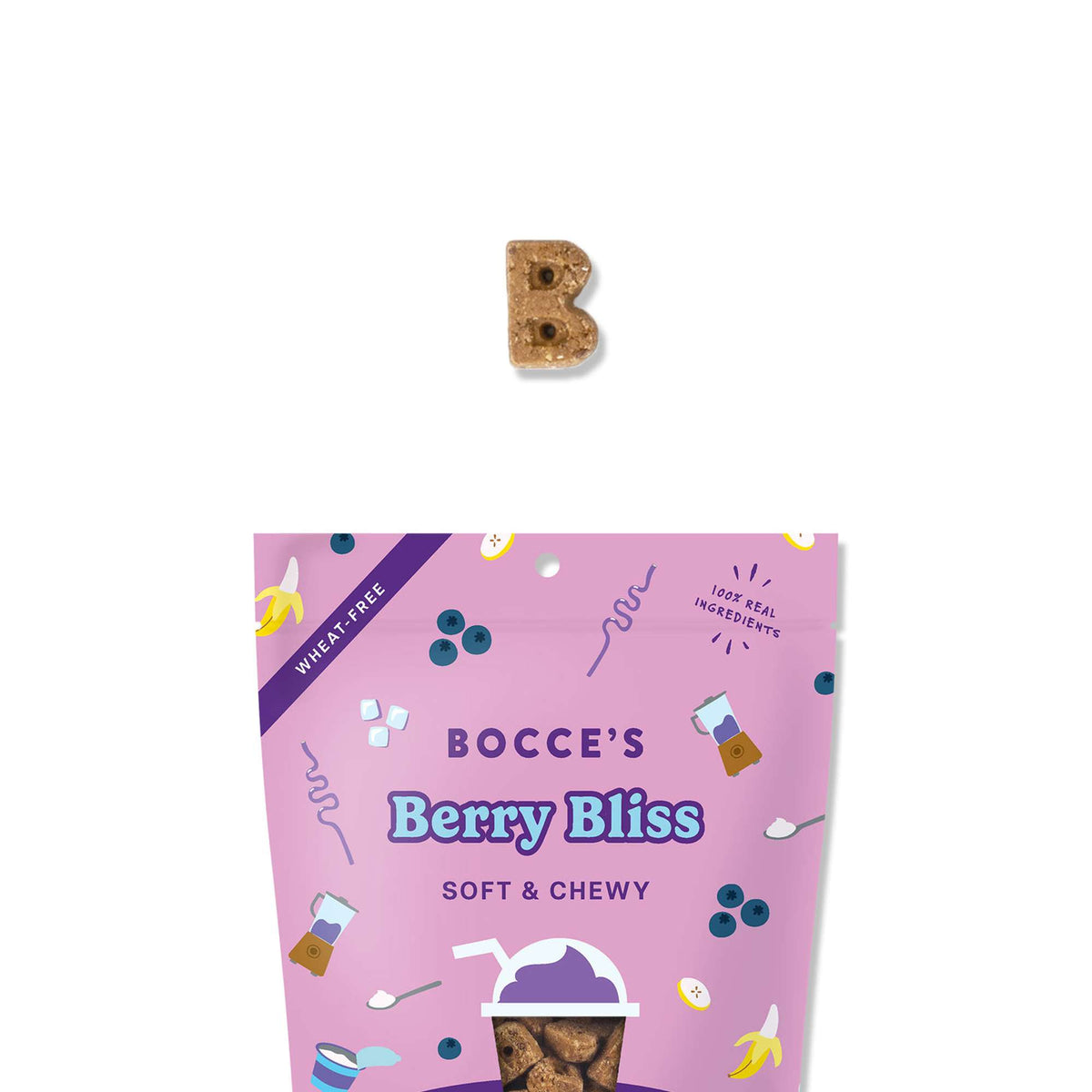 Bocce&#39;s Bakery Berry Bliss Blueberries, Banana &amp; Yogurt Soft &amp; Chewy Dog Treats