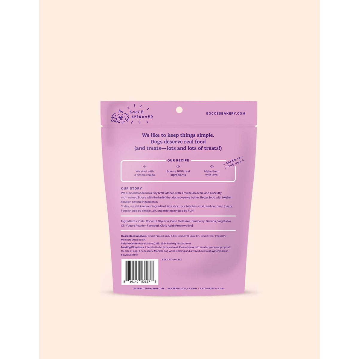 Bocce&#39;s Bakery Berry Bliss Blueberries, Banana &amp; Yogurt Soft &amp; Chewy Dog Treats
