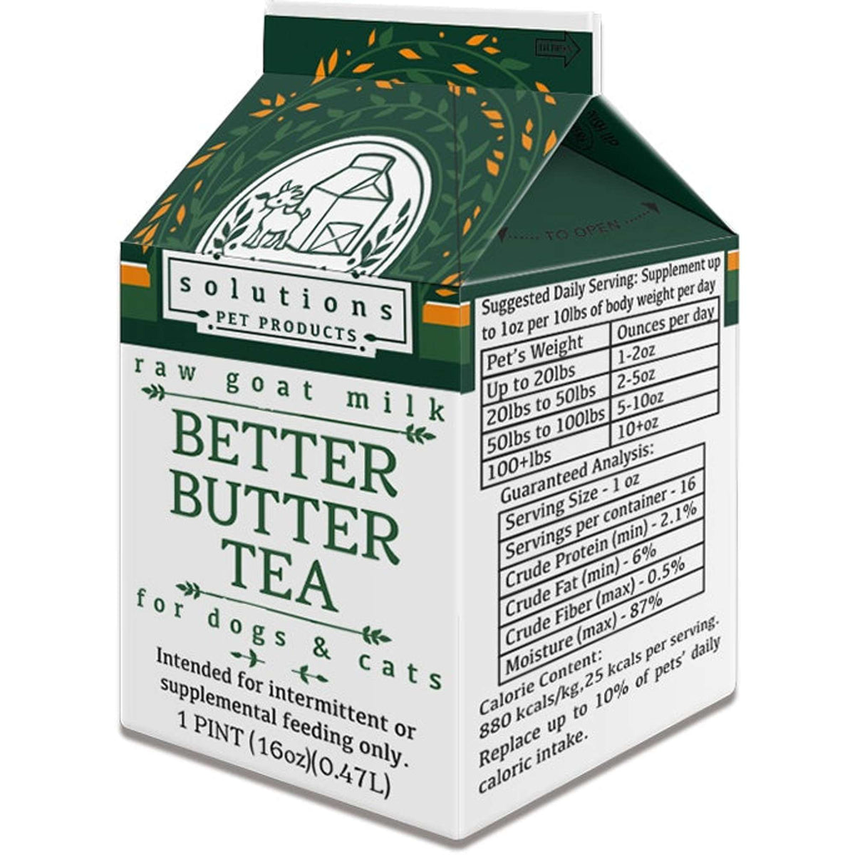 Solutions Pet Products Better Butter Tea Frozen Raw Goat Milk for Dogs and Cats