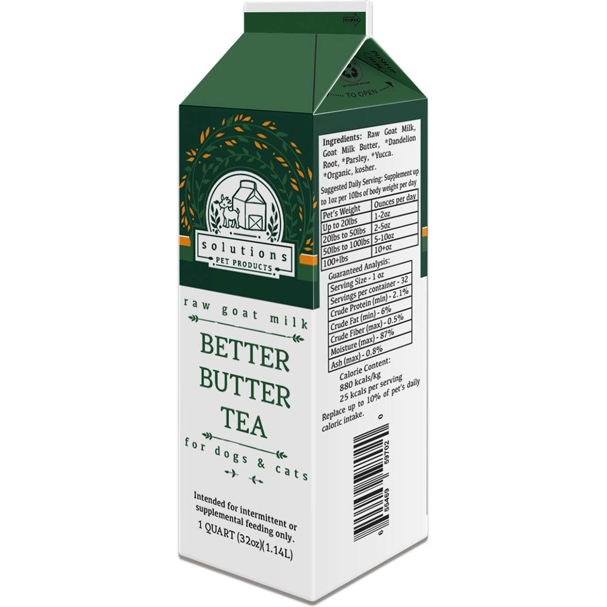 Solutions Pet Products Better Butter Tea Frozen Raw Goat Milk for Dogs and Cats