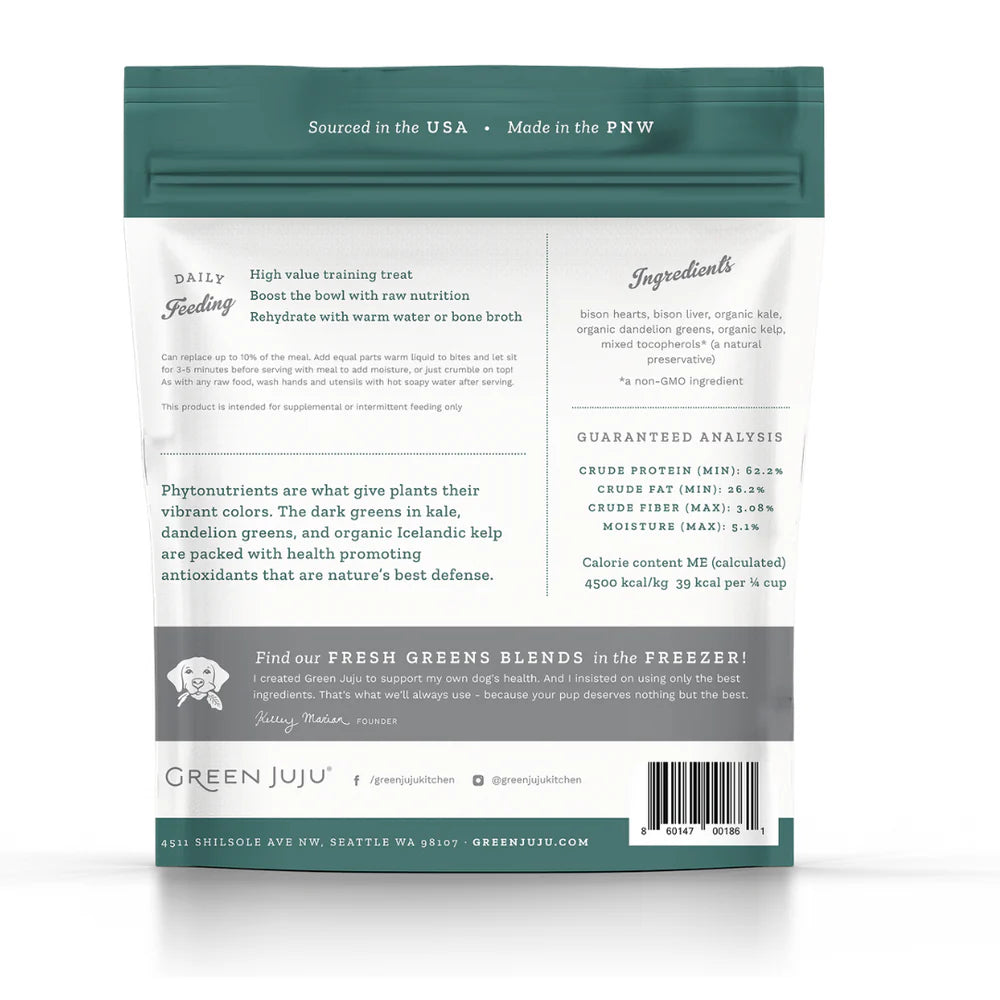 Green Juju Freeze-Dried Bison Green Dog &amp; Cat Whole Food Bites