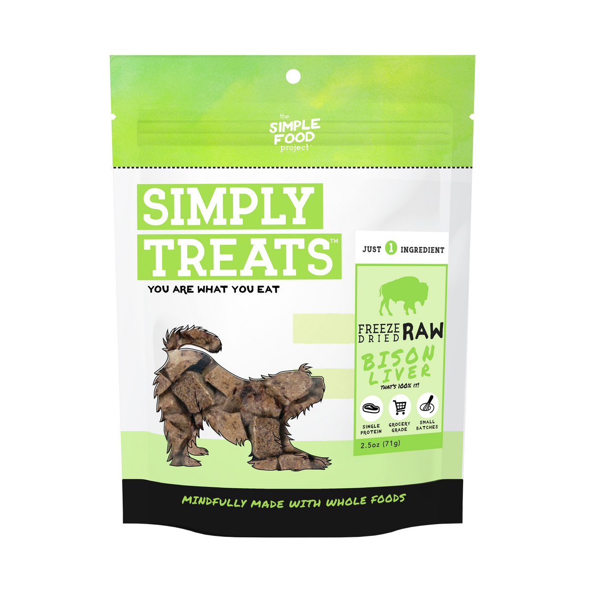 The Simple Food Project Simply Treats Freeze-Dried Raw Bison Liver for Dogs