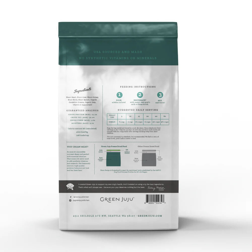 Green Juju Freeze-Dried Raw Bison Dog Food