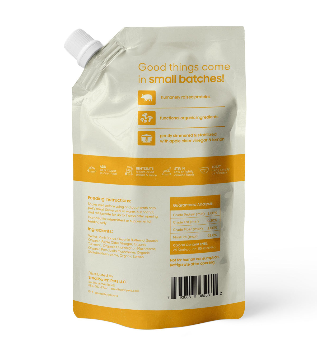 Small Batch Grain Free Pork Bone Broth for Dogs &amp; Cats