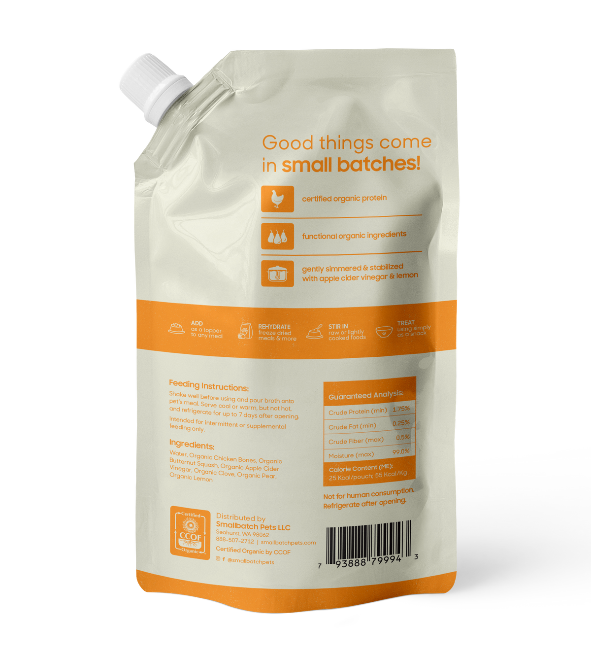 Small Batch Grain Free Chicken Bone Broth for Dogs &amp; Cats