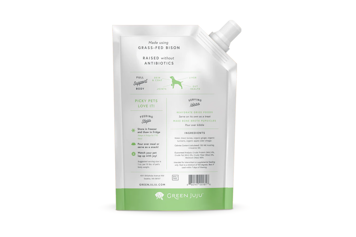 Green Juju Bison Bone Broth Frozen Dog &amp; Cat Supplement