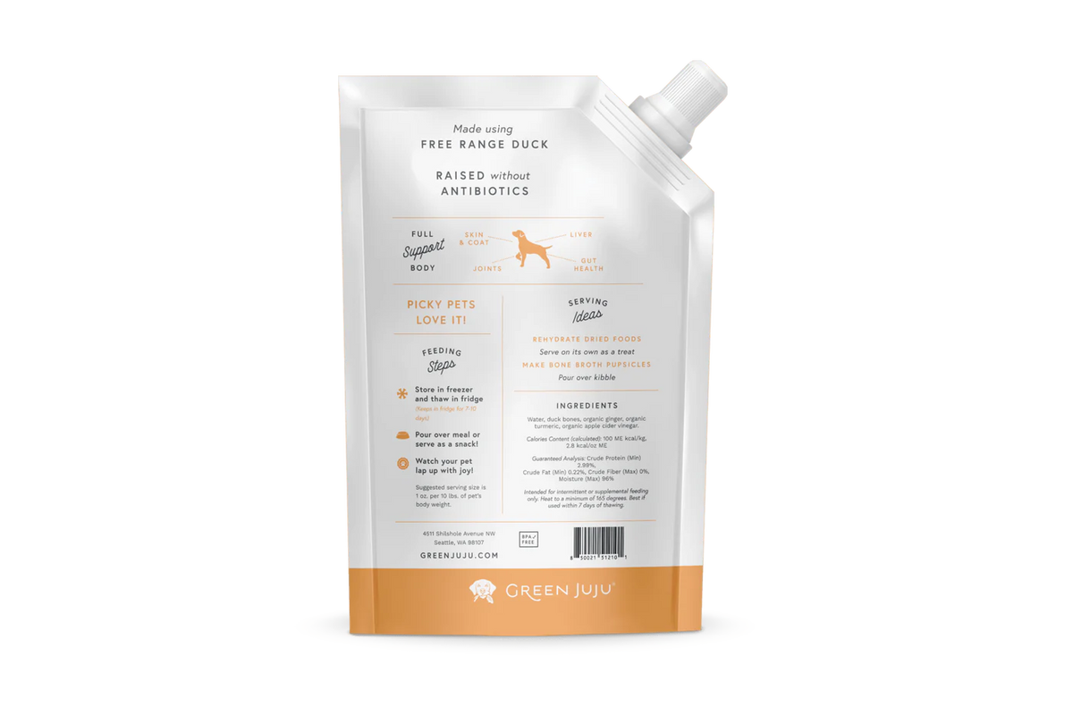 Green Juju Duck Bone Broth Frozen Dog &amp; Cat Supplement