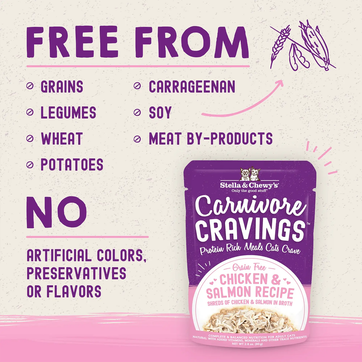 Stella &amp; Chewy&#39;s Savory Shreds Carnivore Cravings Chicken &amp; Salmon Cat Food