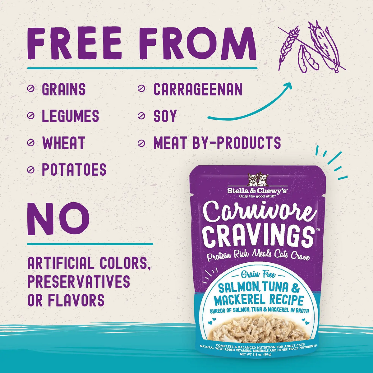 Stella &amp; Chewy&#39;s Savory Shreds Carnivore Cravings Salmon, Tuna &amp; Mackerel Cat Food