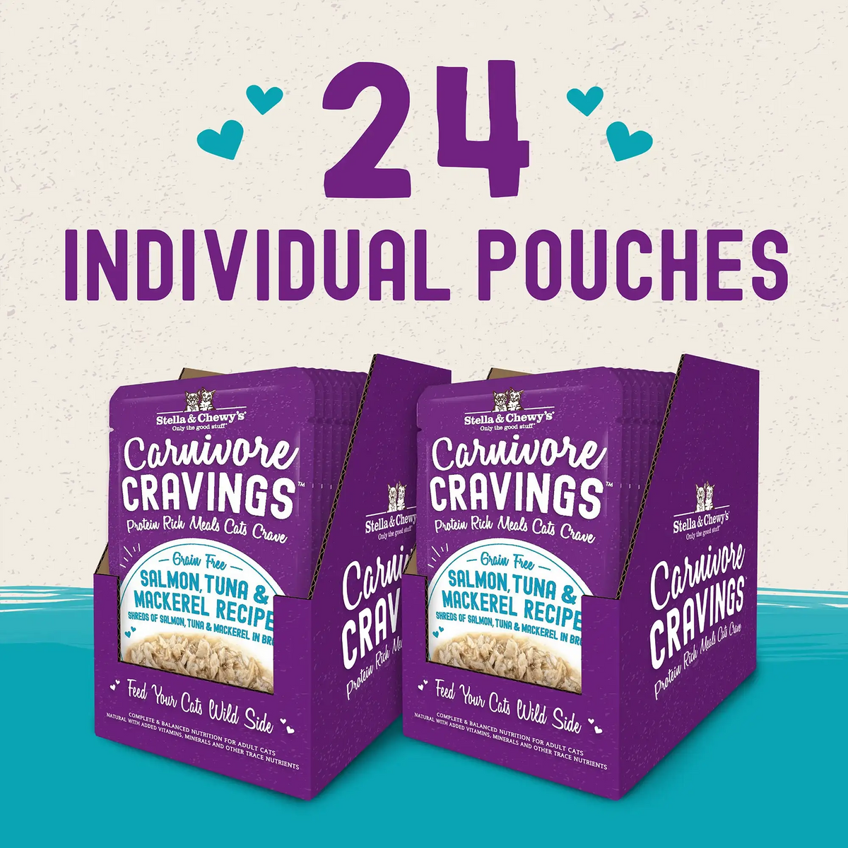Stella &amp; Chewy&#39;s Savory Shreds Carnivore Cravings Salmon, Tuna &amp; Mackerel Cat Food
