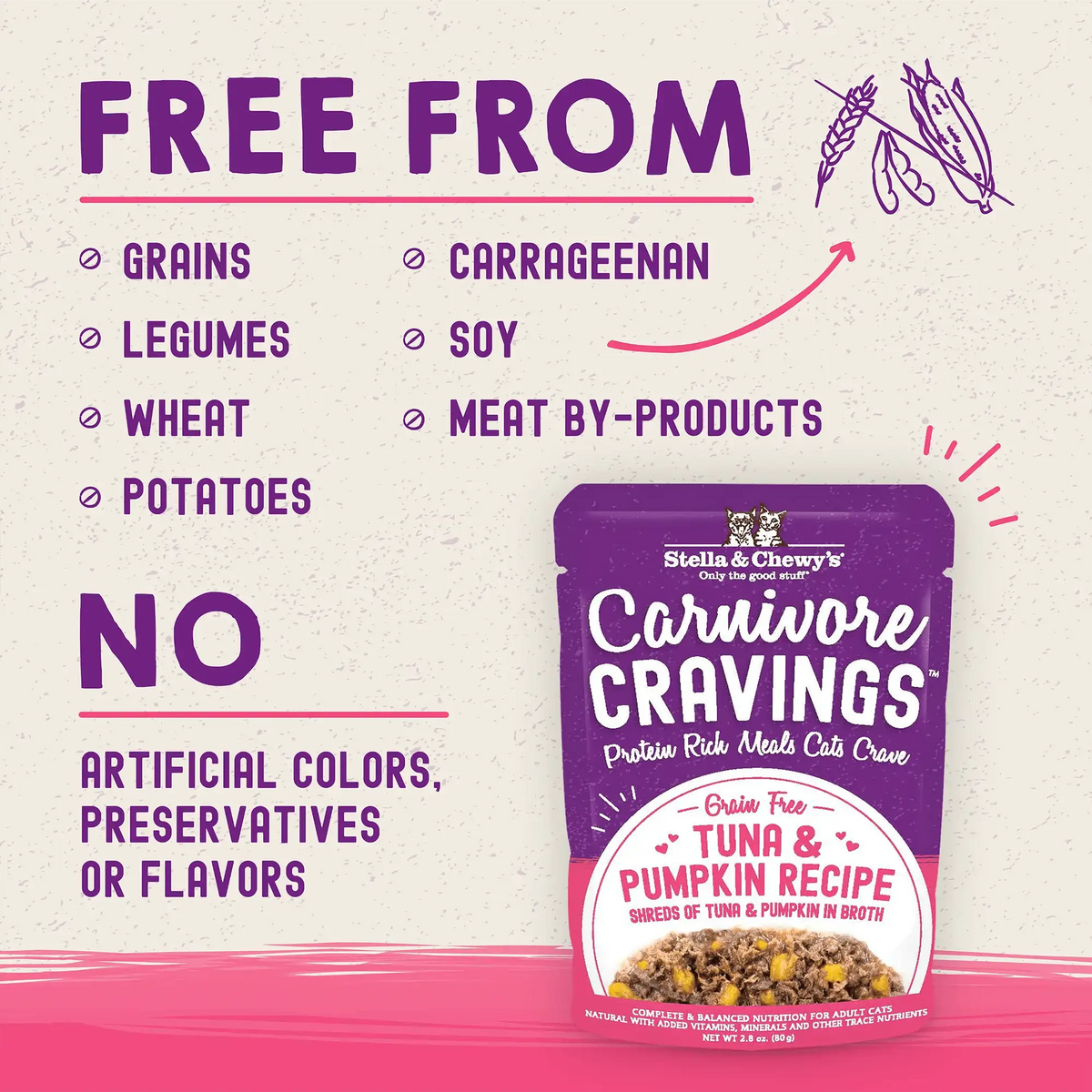 Stella &amp; Chewy&#39;s Carnivore Cravings Savory Shreds Tuna &amp; Pumpkin Cat Food