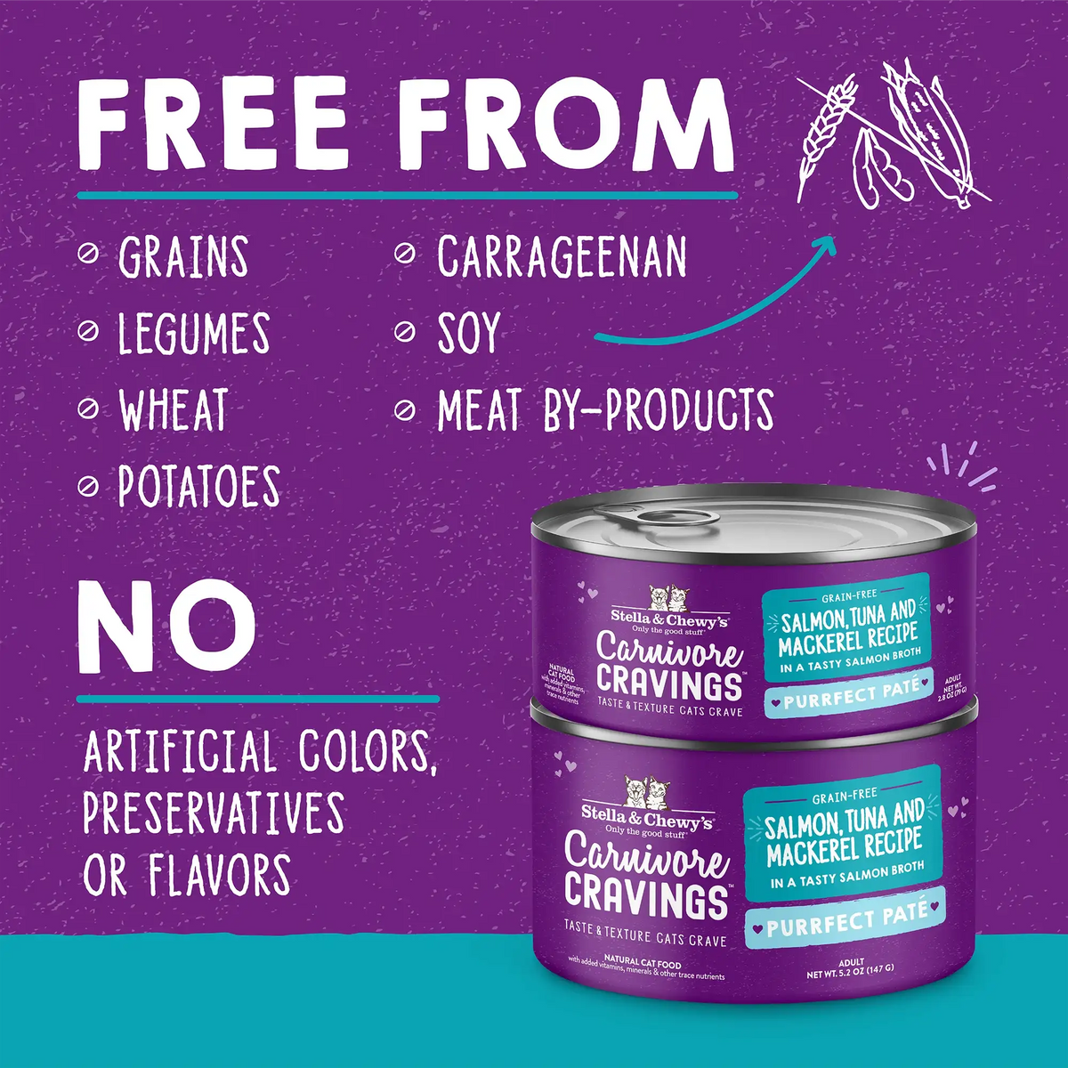 Stella &amp; Chewy&#39;s Carnivore Cravings Purrfect Pate Salmon, Tuna &amp; Mackerel Canned Cat Food