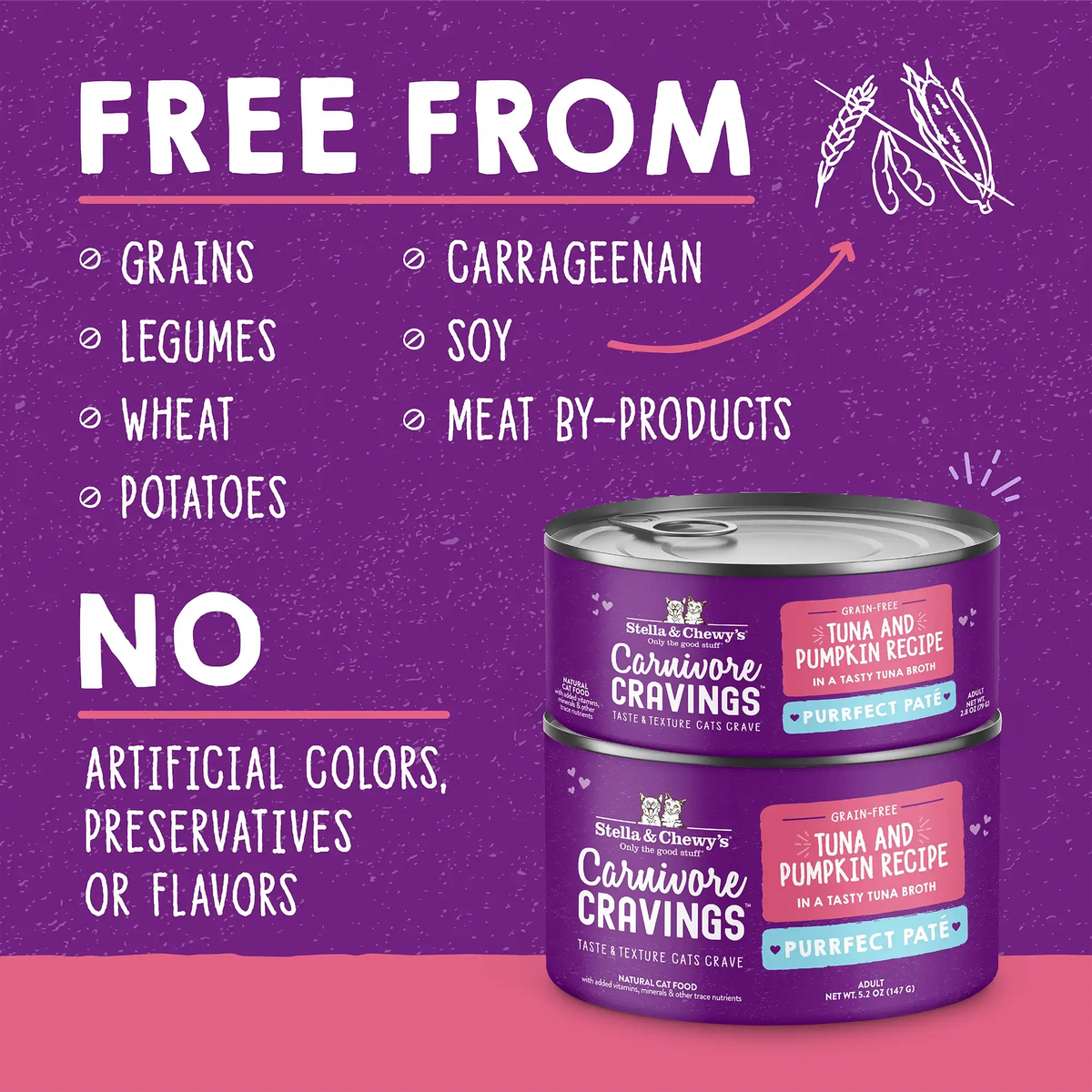 Stella &amp; Chewy&#39;s Carnivore Cravings Purrfect Pate Tuna &amp; Pumpkin Canned Cat Food