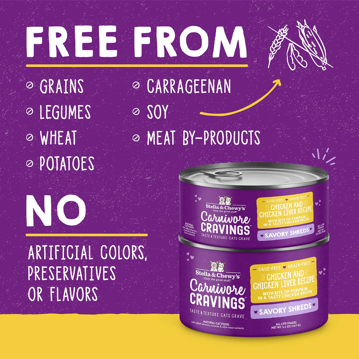 Stella &amp; Chewy&#39;s Carnivore Cravings Savory Shreds Chicken &amp; Chicken Liver Canned Cat Food