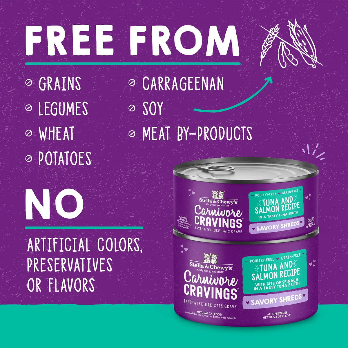 Stella &amp; Chewy&#39;s Carnivore Cravings Savory Shreds Tuna &amp; Salmon Canned Cat Food