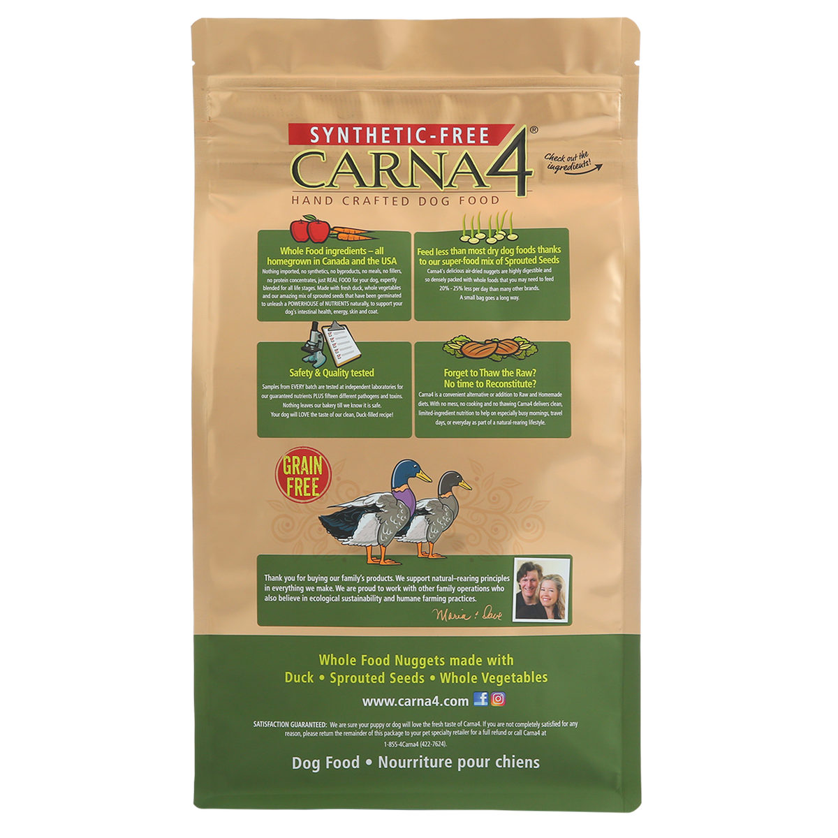 Carna4 Grain Free Duck Quick Baked Air Dried Dog Food