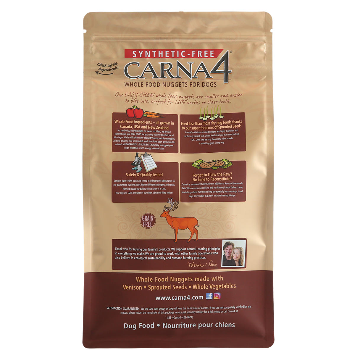 Carna4 Grain Free Easy Chew Venison Quick Baked Air Dried Dog Food